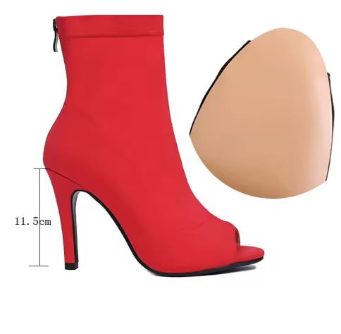 Bottines danse Assa rouge semelle caoutchouc Talons 7.5 à 11cm
