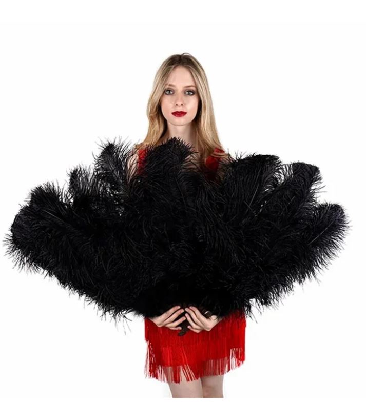 Eventail en plumes autruche 130cm