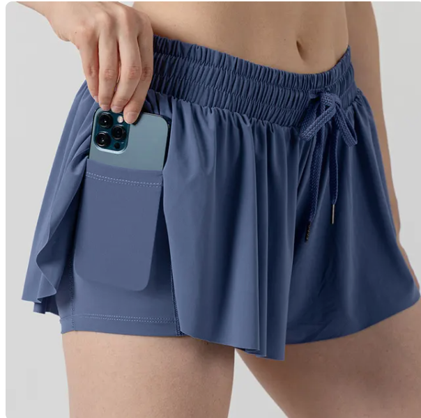 Short de sport 2 en 1 bleu marine Taille S