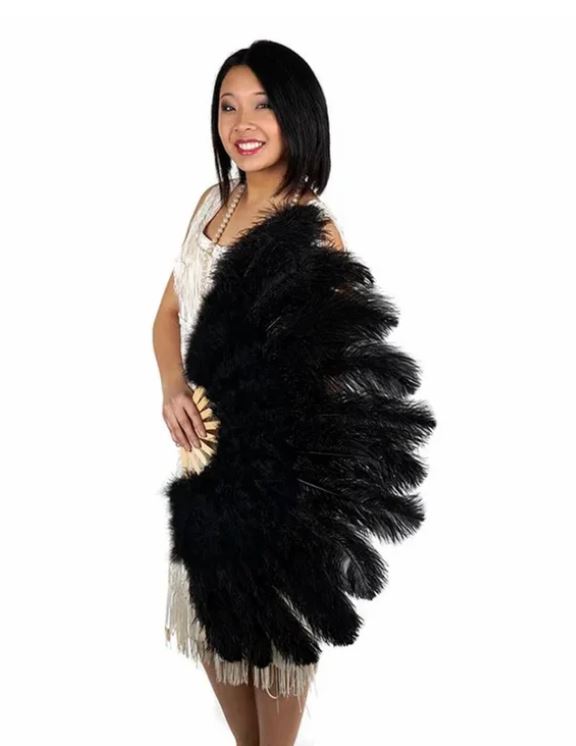 Eventail en plumes autruche 130cm