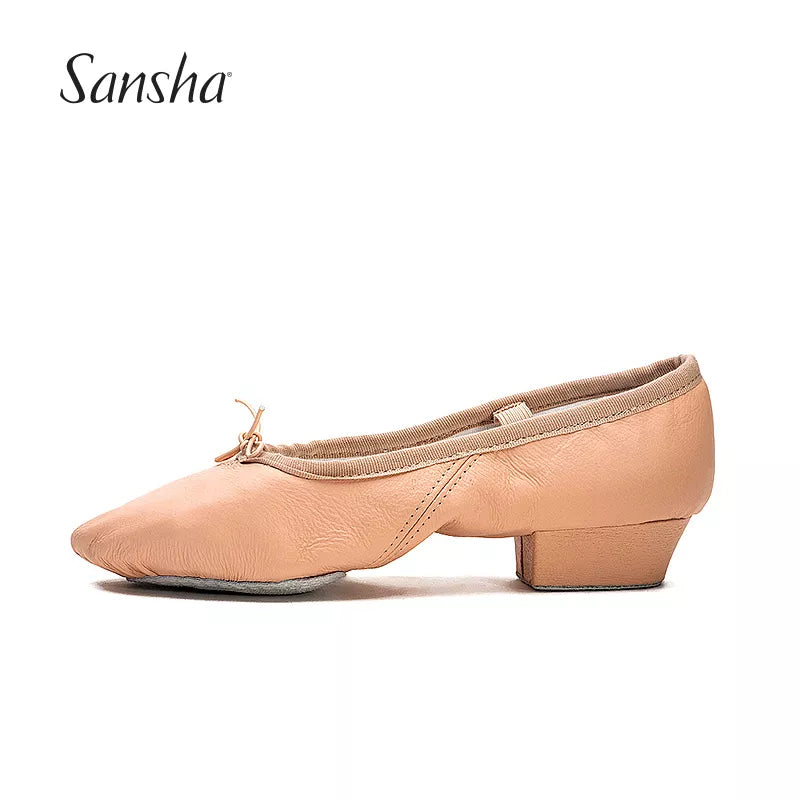 Chaussons demi-pointes cuir avec talons Sansha