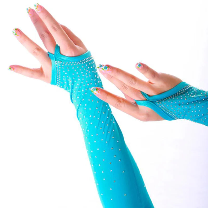 Gants longs sans doigts avec strass