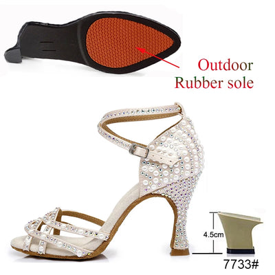 Chaussures de danse Ninon chair avec strass Talons de 7,5 à 10cm