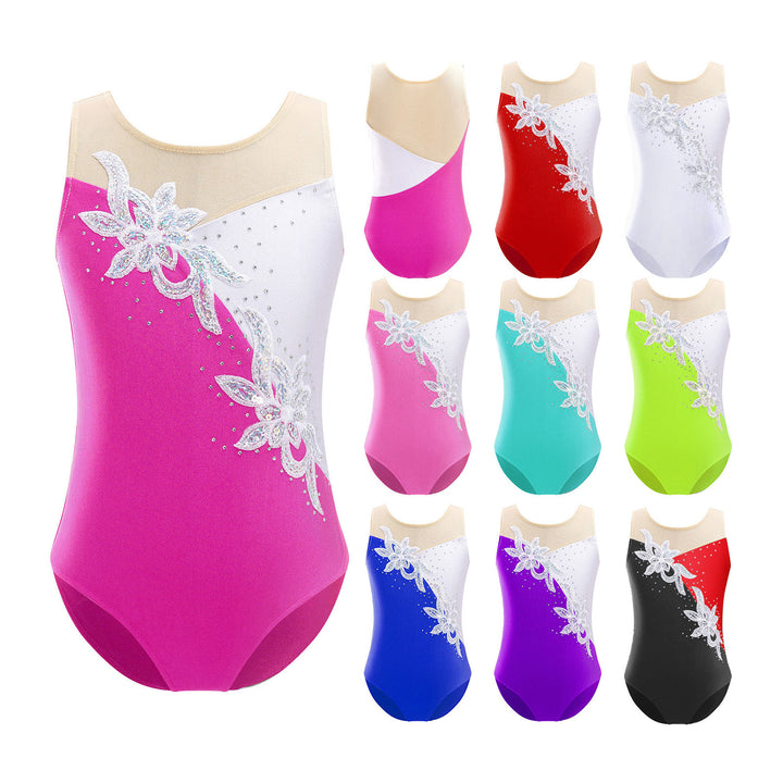 Justaucorps sans manches avec strass gymnastique