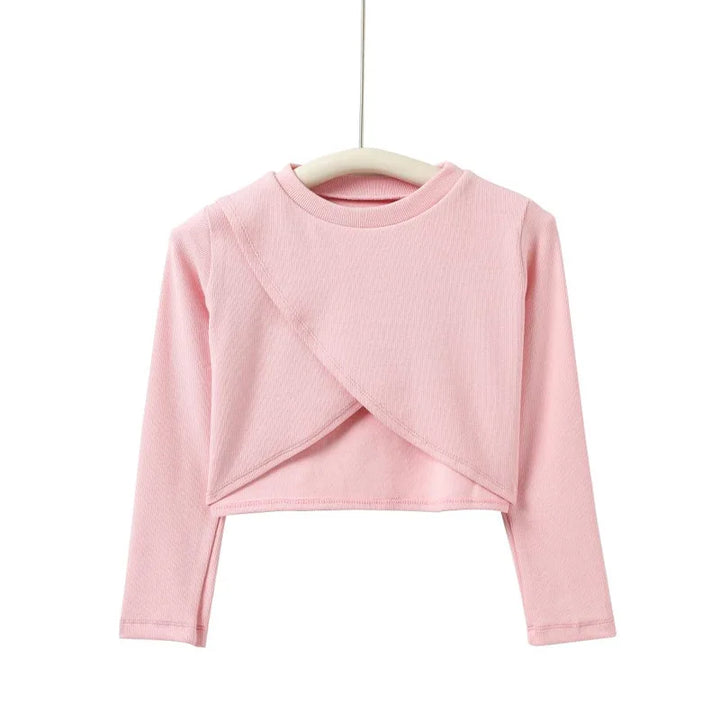 Top sweat manches longues court filles