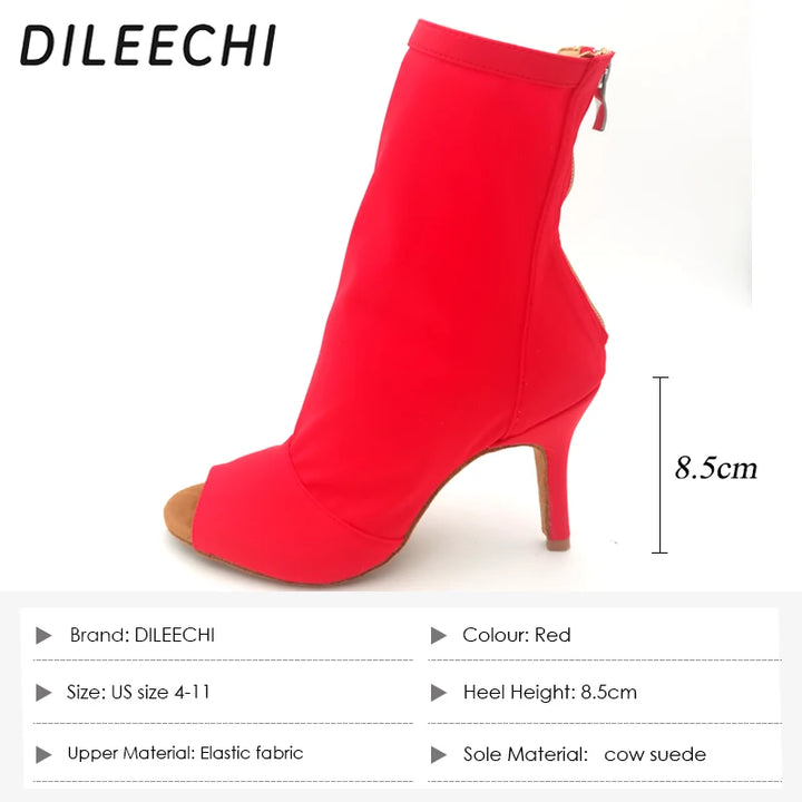 Bottines danse Assa rouge semelle caoutchouc Talons 7.5 à 11cm