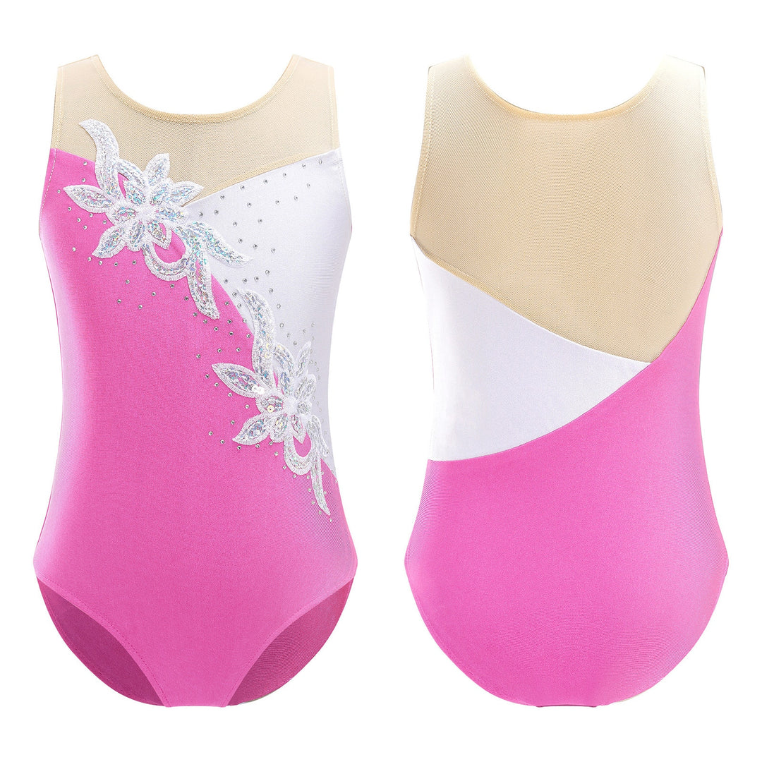 Justaucorps sans manches avec strass gymnastique