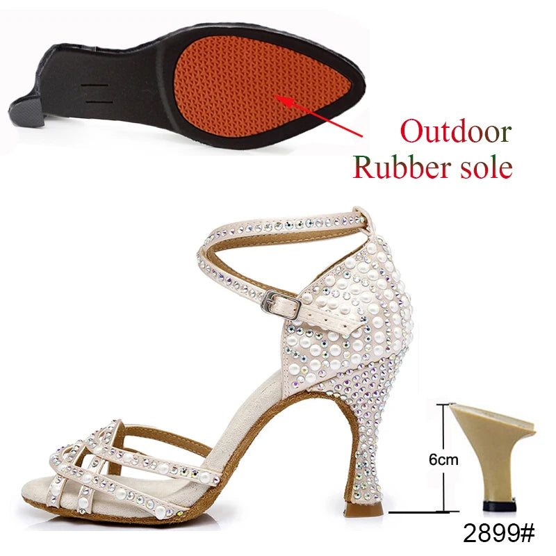 Chaussures de danse Ninon chair avec strass Talons de 7,5 à 10cm