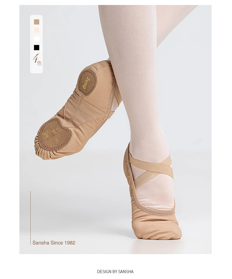 Chaussons demi-pointes en toile bi-semelle Sansha