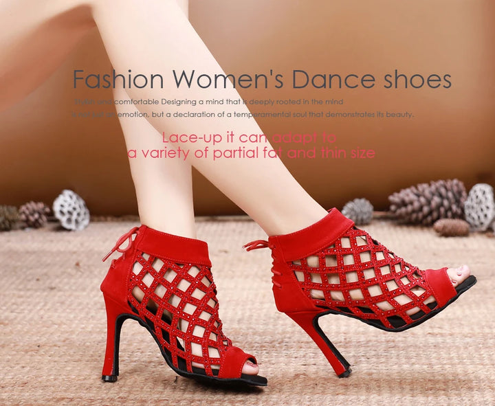 Bottines danse ajourée Noor 3 coloris disponibles Talons 6 à 10 cm