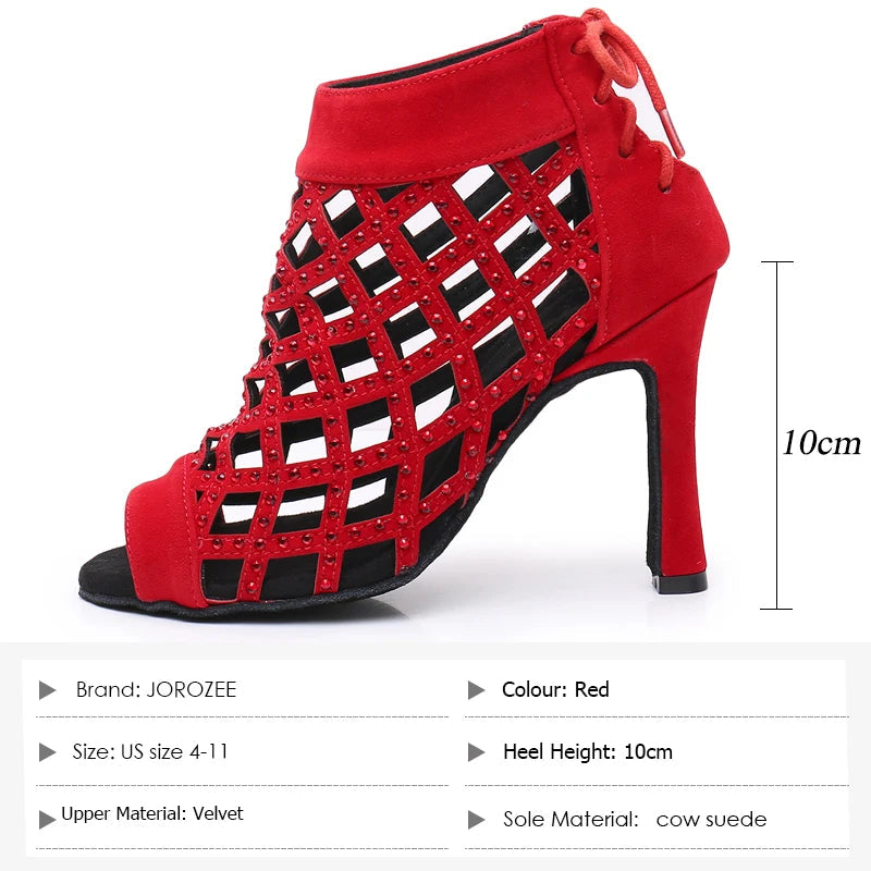 Bottines danse ajourée Noor 3 coloris disponibles Talons 6 à 10 cm