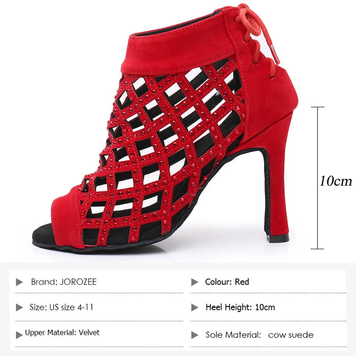 Bottines danse ajourée Noor 3 coloris disponibles Talons 6 à 10 cm