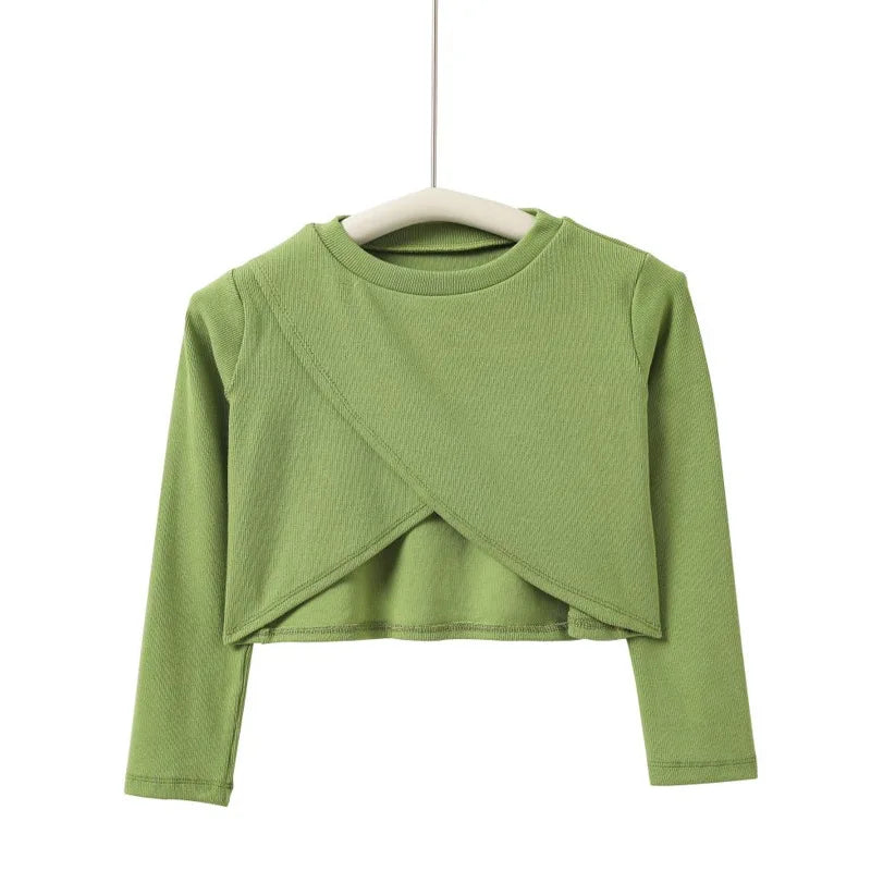 Top sweat manches longues court filles