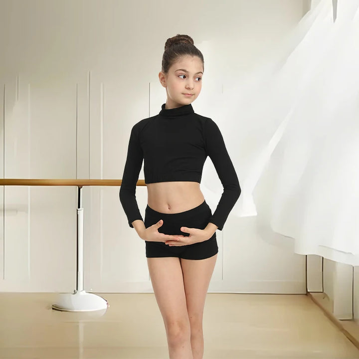 Top court col haut et manches longues