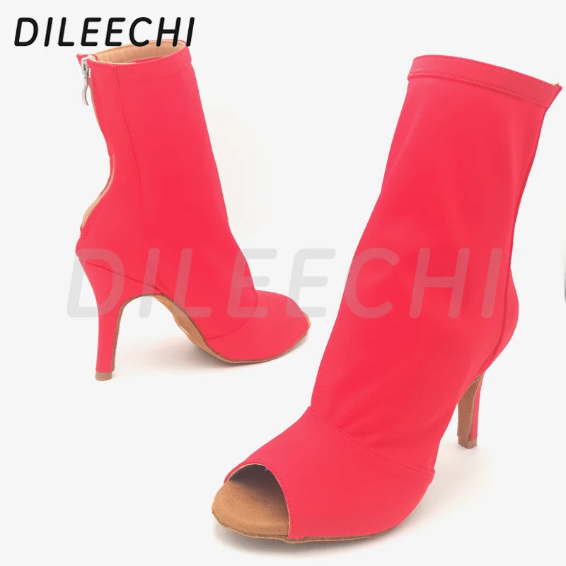 Bottines danse Assa rouge semelle caoutchouc Talons 7.5 à 11cm