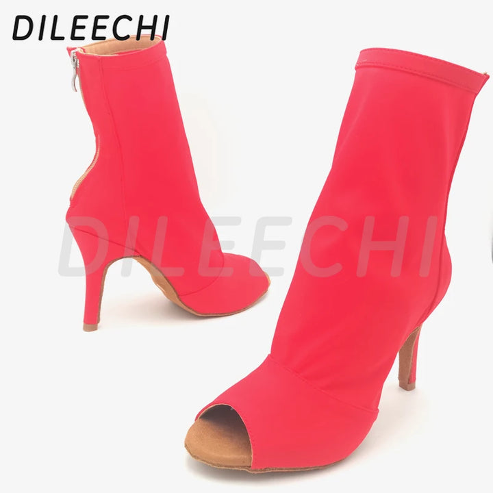 Bottines danse Assa rouge semelle caoutchouc Talons 7.5 à 11cm