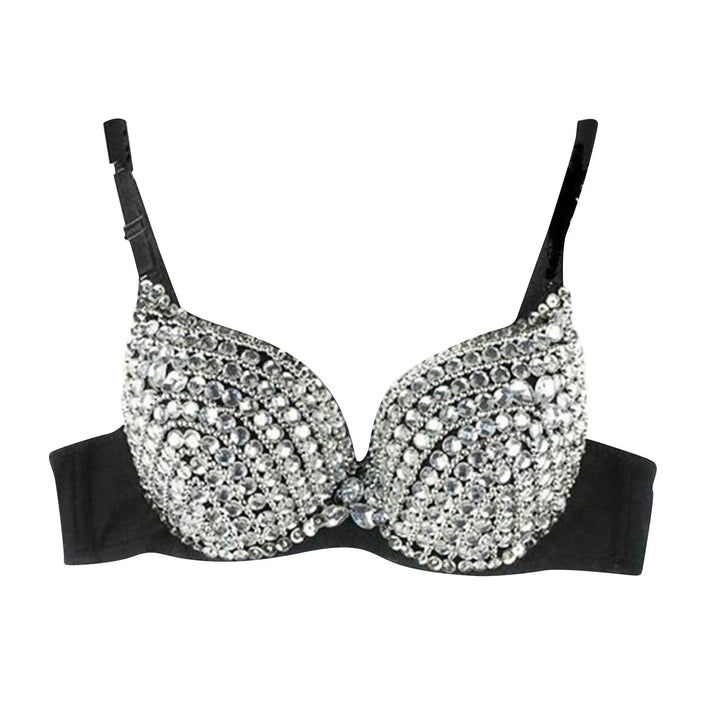 Soutien-gorge noir avec strass argent