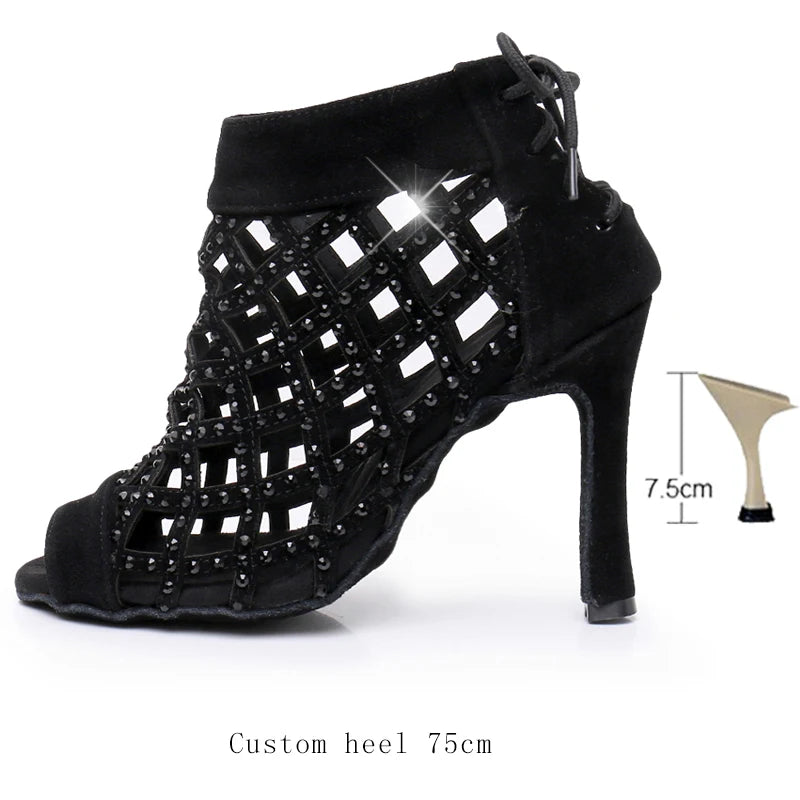 Bottines danse ajourée Noor 3 coloris disponibles Talons 6 à 10 cm