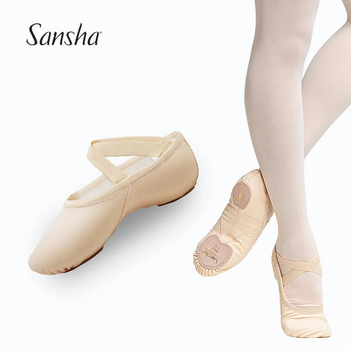 Chaussons demi-pointes en toile bi-semelle Sansha