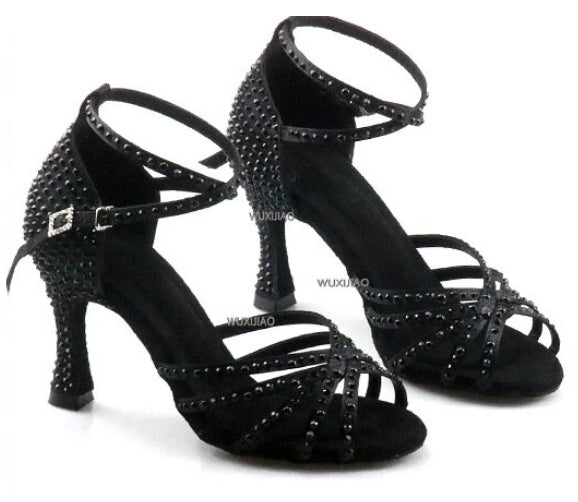 Chaussures de danse Cécilia strass noir Talons 6cm