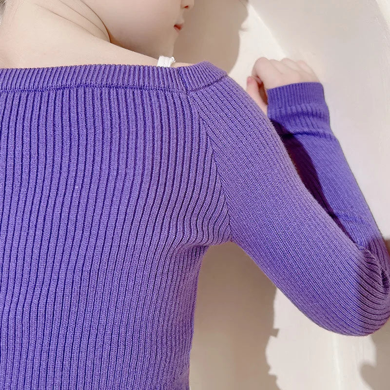 Top Pullover court manches longues filles