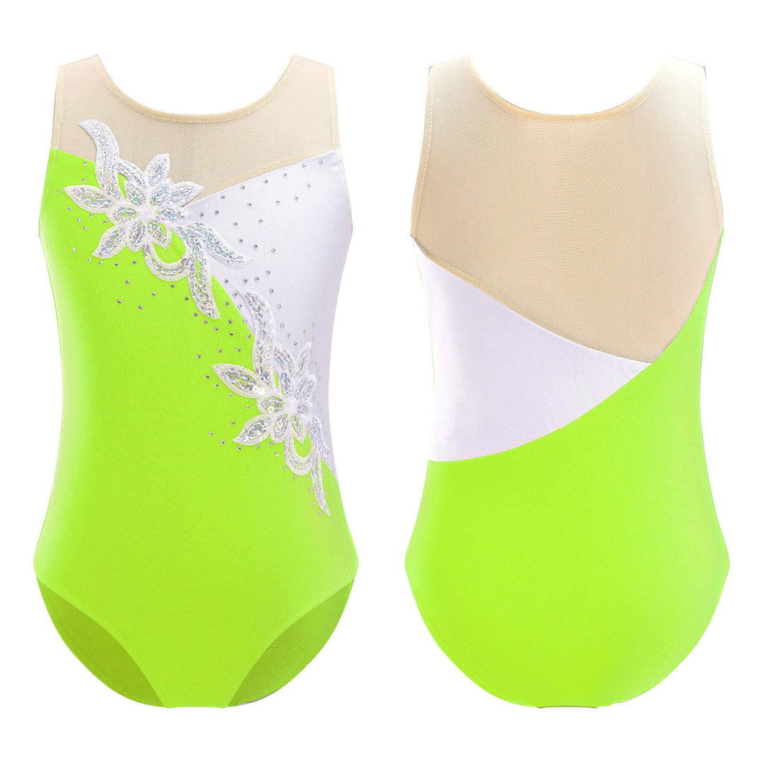 Justaucorps sans manches avec strass gymnastique