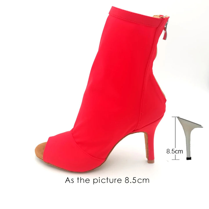 Bottines danse Assa rouge semelle caoutchouc Talons 7.5 à 11cm