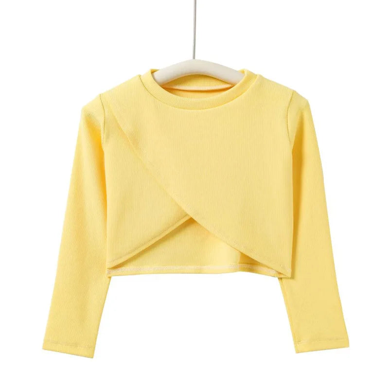 Top sweat manches longues court filles