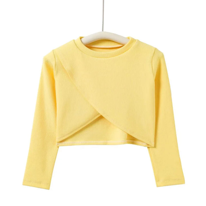 Top sweat manches longues court filles