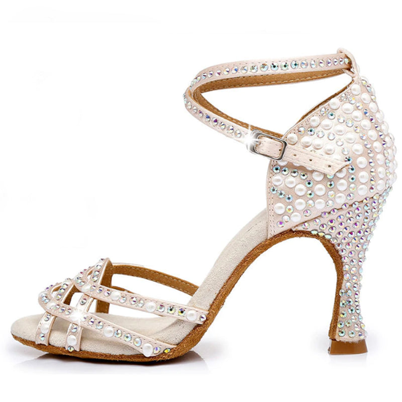 Chaussures de danse Ninon chair avec strass Talons de 7,5 à 10cm