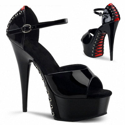Chaussures de danse talon plateforme coloris noir & rouge
