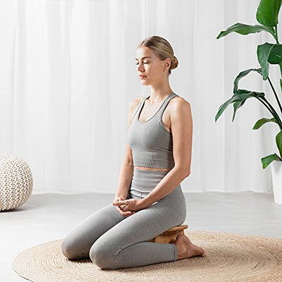Banc de méditation Tabouret en Bambou Naturel pour Pratique du Yoga Relaxation