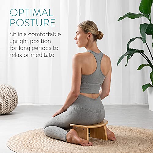 Banc de méditation Tabouret en Bambou Naturel pour Pratique du Yoga Relaxation