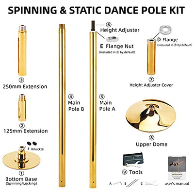 Barre de Pole Dance 360 Spin couleur or