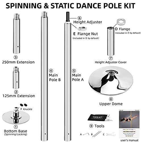 Barre de Pole Dance 360 Spin argent