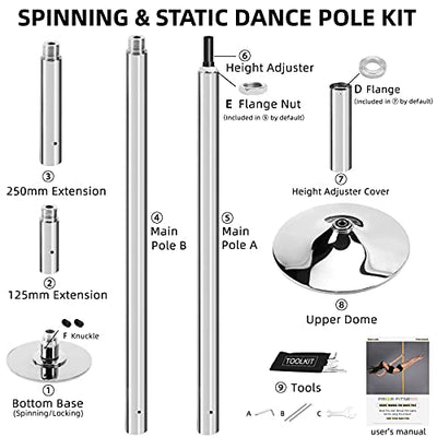 Barre de Pole Dance 360 Spin couleur argent