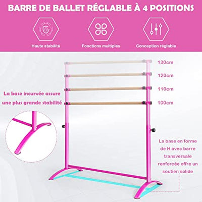 Barre de danse mobile réglable 4 hauteurs coloris rose
