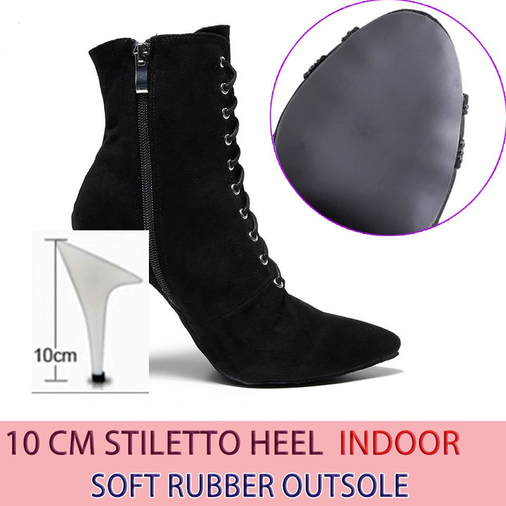 Bottines fermées danse Shayane noir Talons de 6 à 10cm semelle pour exterieur