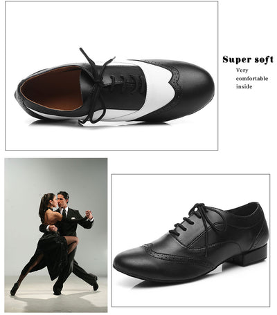 Chaussures de danse cuir noir et blanc