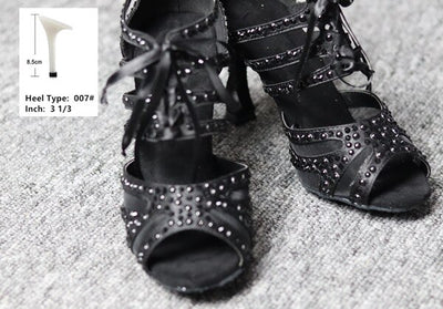 Chaussures de danse coloris noir avec strass - Talons de 6 à 10cm