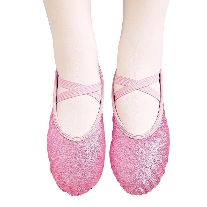 Chaussons demi-pointes bi-semelle à paillettes or ou rose