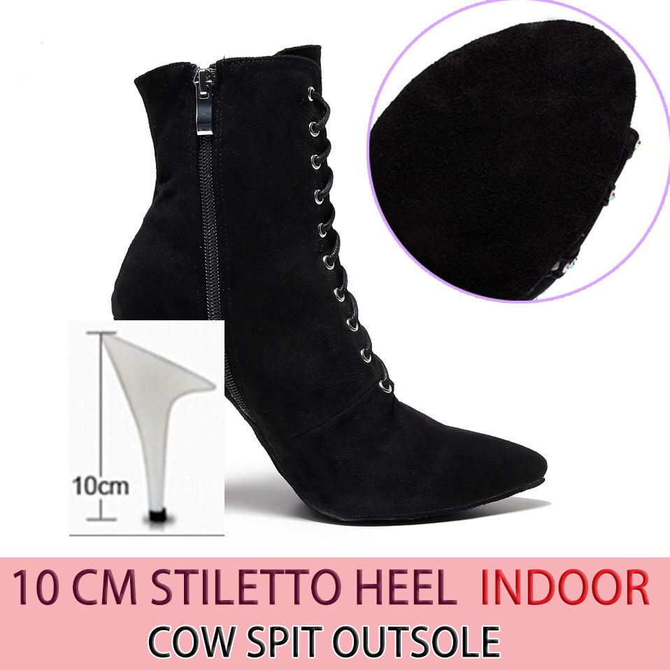 Bottines fermées danse Shayane noir Talons de 6 à 10cm semelle pour exterieur