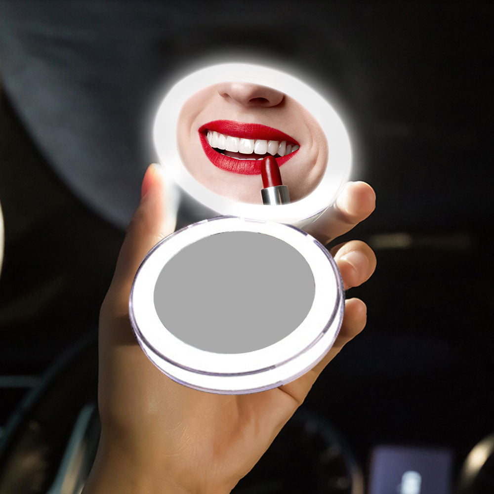 Miroir de maquillage de poche avec lumières LED