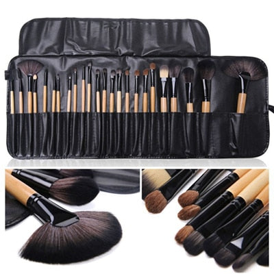 Set de 24 pinceaux de maquillage professionnel avec housse