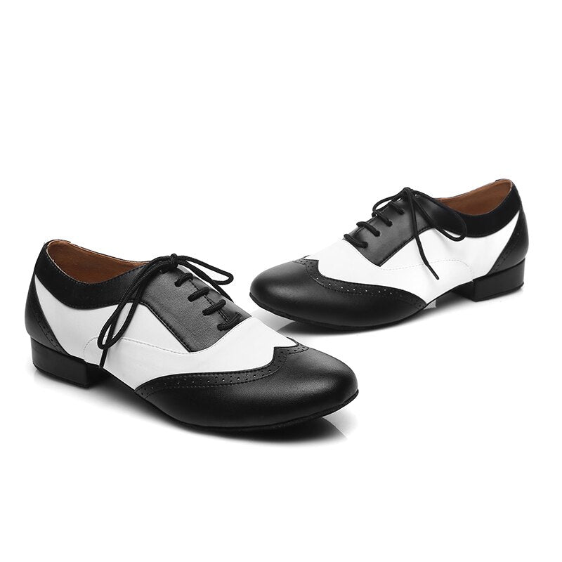 Chaussures de danse cuir noir et blanc