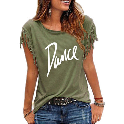 T-shirt manches franges logo Dance 3 coloris disponibles