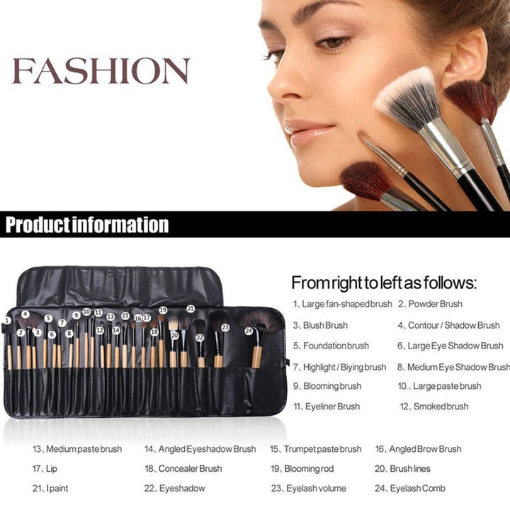 Set de 24 pinceaux de maquillage professionnel avec housse