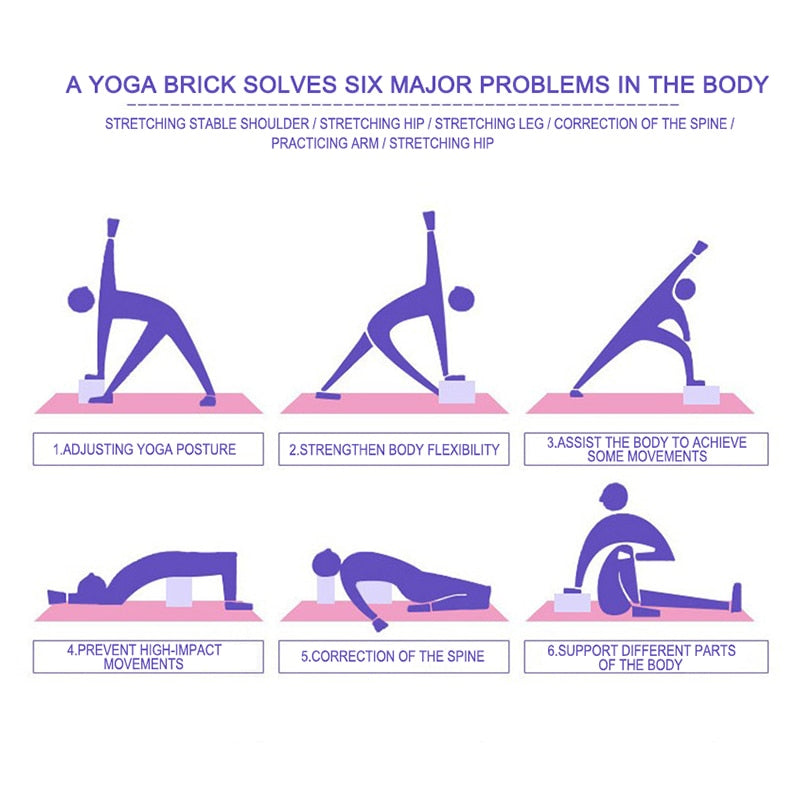 Brique Bloc de yoga Eva - 23 x 15 x 7.5 cm- 9 coloris au choix