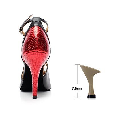 Chaussures de danse Maeva couleur noir & rouge Talons de 6 à 10cm