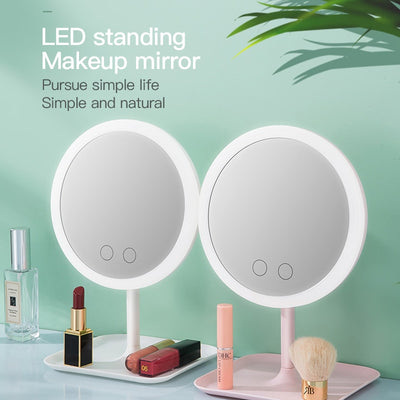 Miroir de maquillage rond avec lumière LED